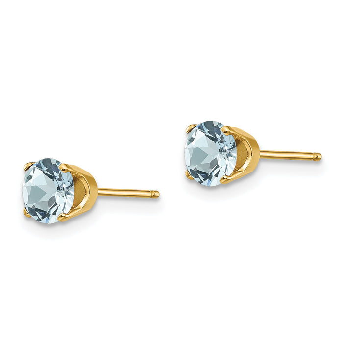14k 5mm Aquamarine Earrings - March-XBE63