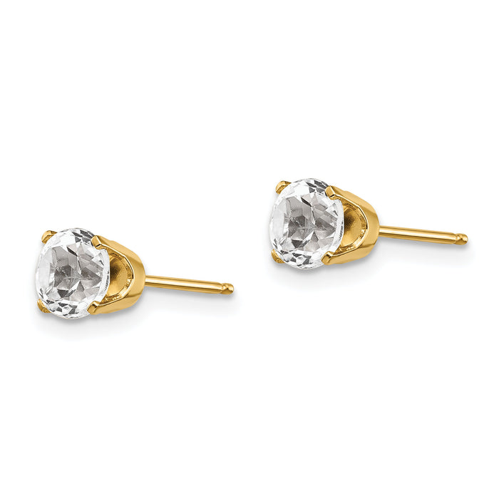14k 5mm White Topaz Earrings - April-XBE64