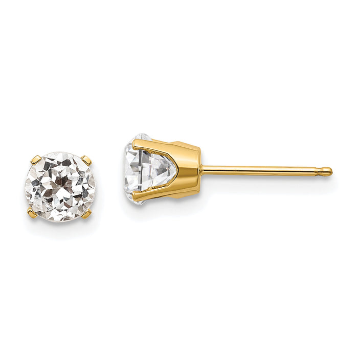 14k 5mm White Topaz Earrings - April-XBE64