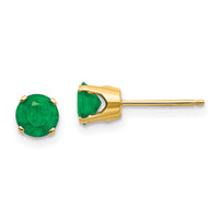 14k 5mm Natural Emerald Earrings - May-XBE65