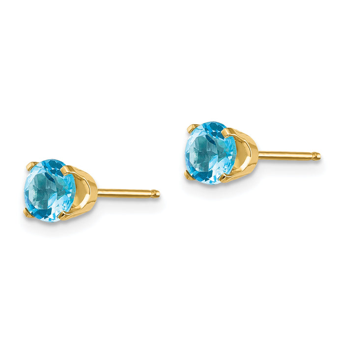 14k 5mm Blue Topaz Earrings - December-XBE72