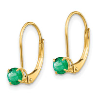 14k 4mm Round May/Emerald Leverback Earrings-XBE77