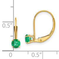 14k 4mm Round May/Emerald Leverback Earrings-XBE77