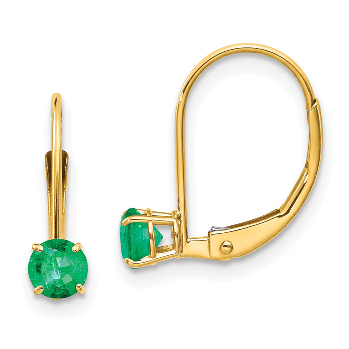 14k 4mm Round May/Emerald Leverback Earrings-XBE77