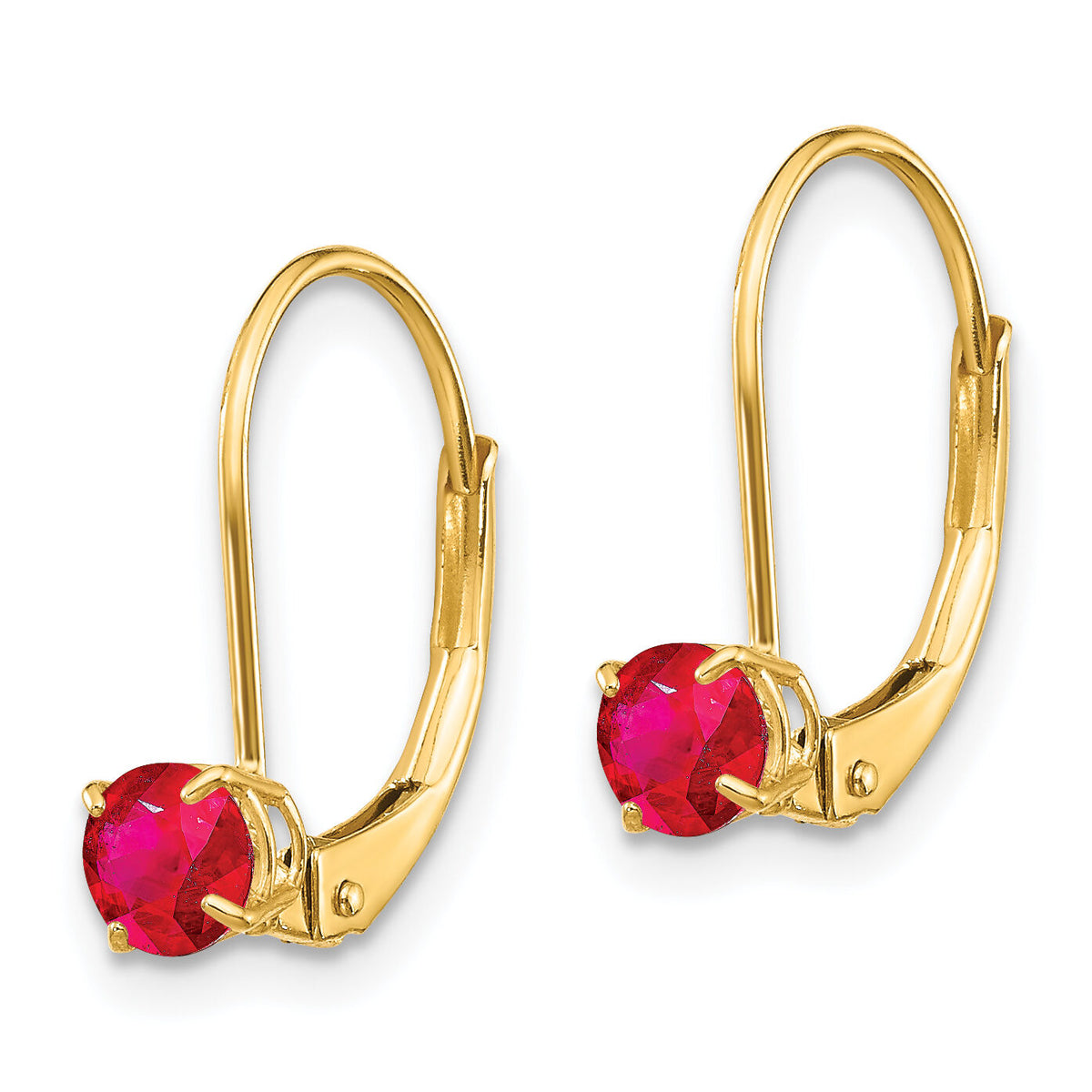 14k 4mm Round July/Ruby Leverback Earrings-XBE79