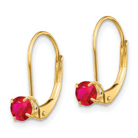 14k 4mm Round July/Ruby Leverback Earrings-XBE79