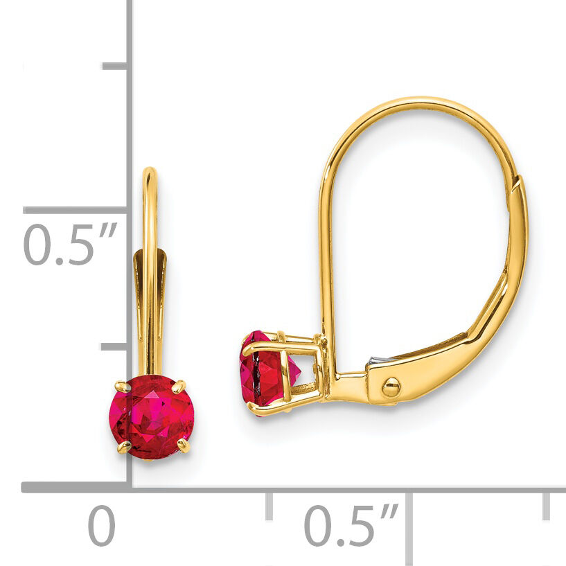 14k 4mm Round July/Ruby Leverback Earrings-XBE79