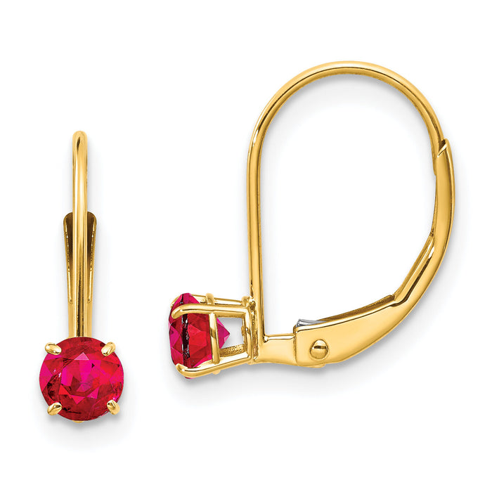 14k 4mm Round July/Ruby Leverback Earrings-XBE79