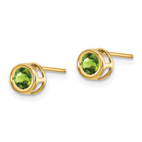 14k 4mm Bezel August/Peridot Post Earrings-XBE8