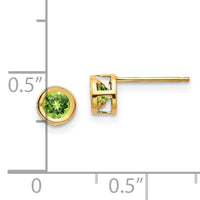 14k 4mm Bezel August/Peridot Post Earrings-XBE8
