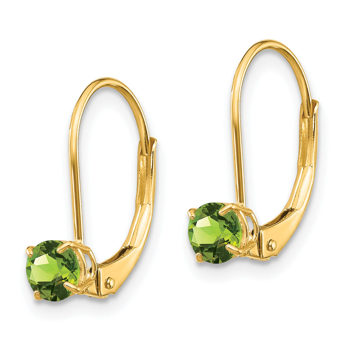 14k 4mm Round August/Peridot Leverback Earrings-XBE80