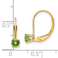 14k 4mm Round August/Peridot Leverback Earrings-XBE80