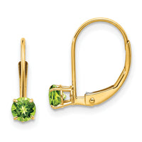 14k 4mm Round August/Peridot Leverback Earrings-XBE80