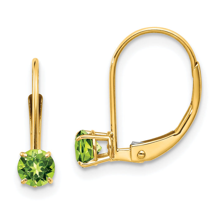 14k 4mm Round August/Peridot Leverback Earrings-XBE80