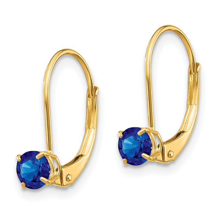 14k 4mm Round September/Sapphire Leverback Earrings-XBE81