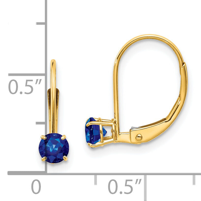 14k 4mm Round September/Sapphire Leverback Earrings-XBE81