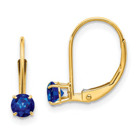 14k 4mm Round September/Sapphire Leverback Earrings-XBE81
