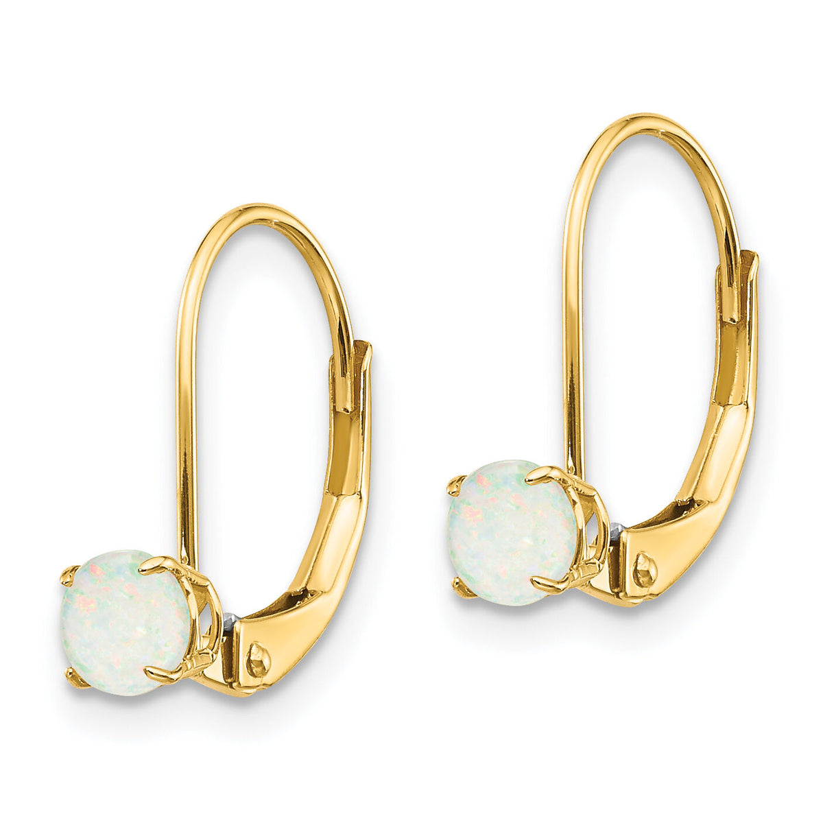 14k 4mm Round October/Opal Leverback Earrings-XBE82