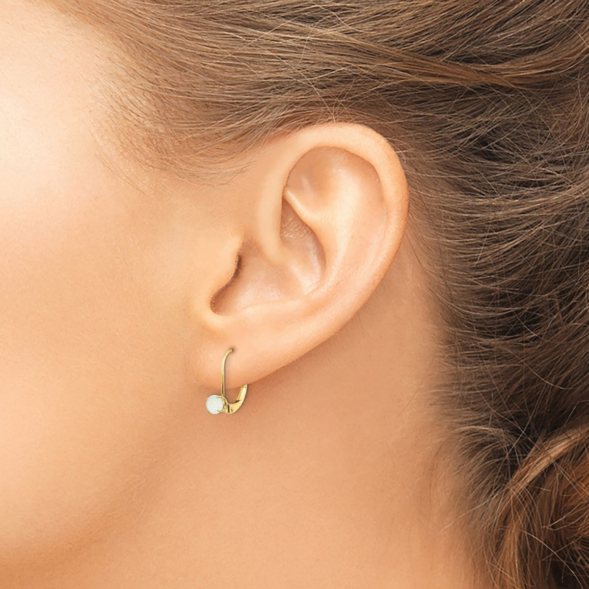 14k 4mm Round October/Opal Leverback Earrings-XBE82