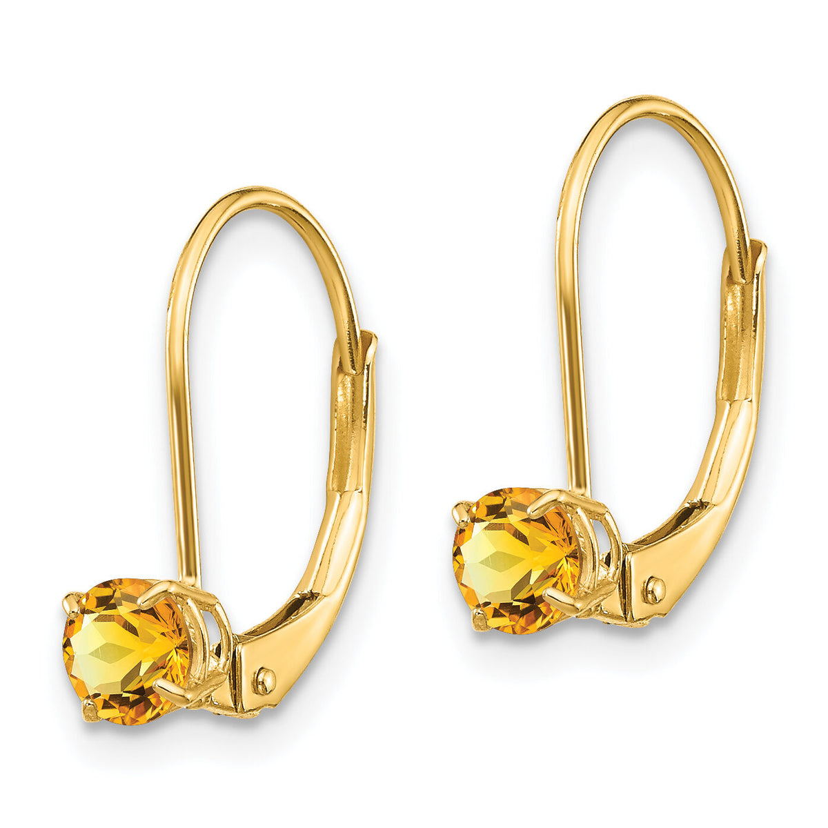 14k 4mm Round November/Citrine Leverback Earrings-XBE83