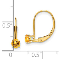 14k 4mm Round November/Citrine Leverback Earrings-XBE83