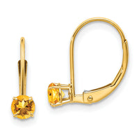 14k 4mm Round November/Citrine Leverback Earrings-XBE83