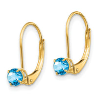 14k 4mm Round December/Blue Topaz Leverback Earrings-XBE84
