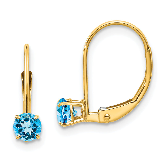 14k 4mm Round December/Blue Topaz Leverback Earrings-XBE84
