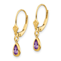 14k 6x4mm Amethyst/February Earrings-XBE86