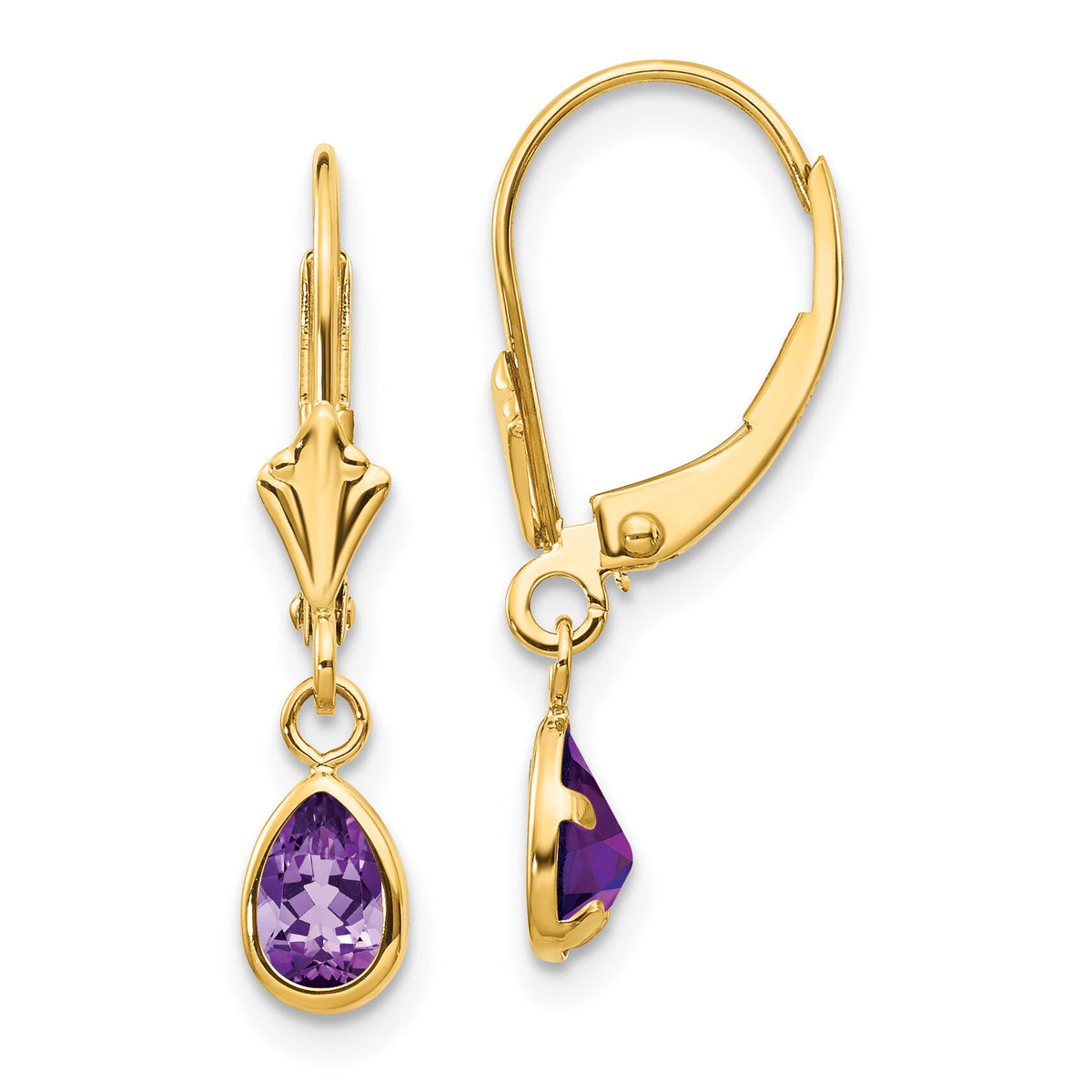 14k 6x4mm Amethyst/February Earrings-XBE86