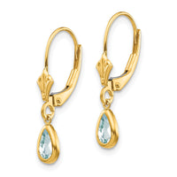 14k 6x4mm March/Aquamarine Earrings-XBE87