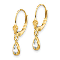 14k 6x4mm April White Topaz Earrings-XBE88