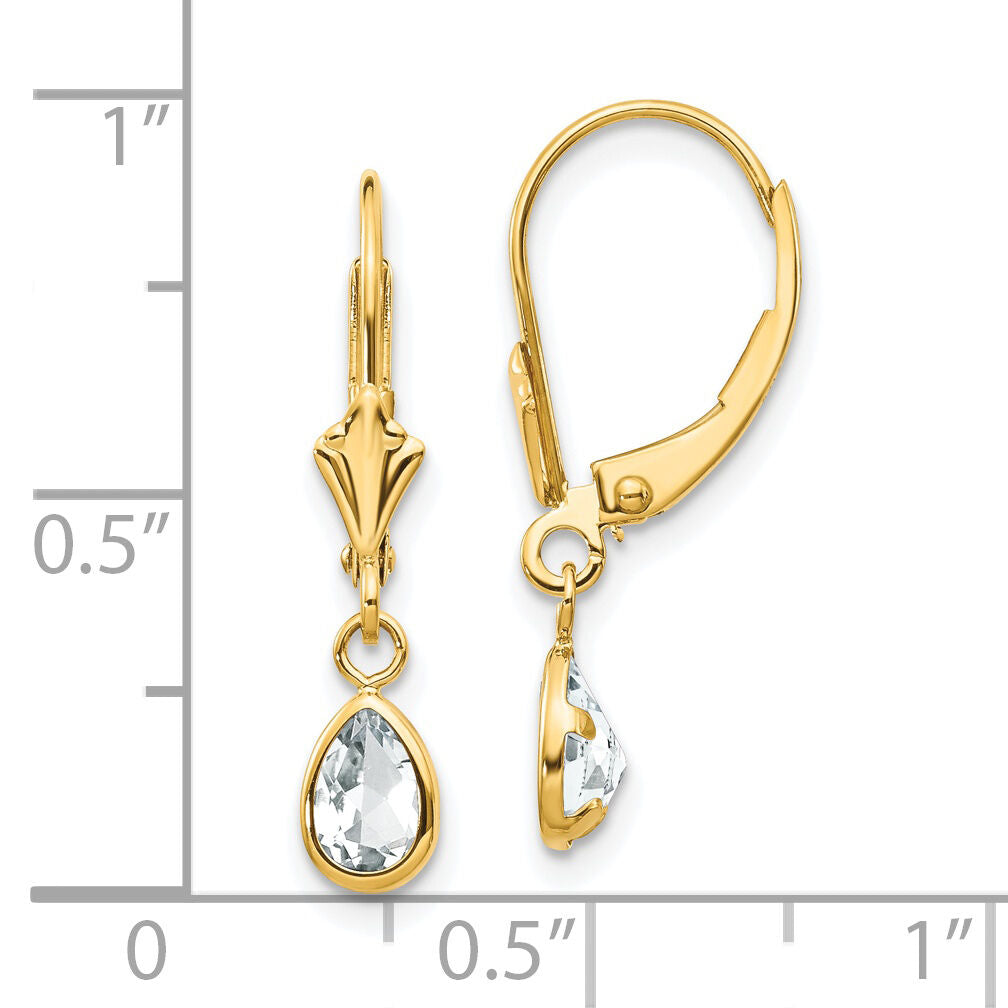 14k 6x4mm April White Topaz Earrings-XBE88