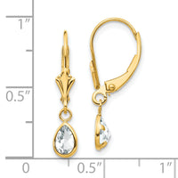 14k 6x4mm April White Topaz Earrings-XBE88