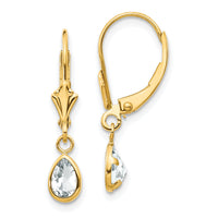 14k 6x4mm April White Topaz Earrings-XBE88