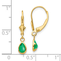 14k 6x4mm Emerald/May Earrings-XBE89