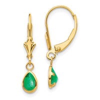 14k 6x4mm Emerald/May Earrings-XBE89