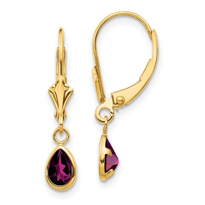 14k 6x4mm Rhodolite Garnet/June Earrings-XBE90