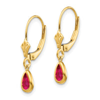 14k 6x4mm Ruby/July Leverback Earrings-XBE91