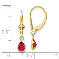 14k 6x4mm Ruby/July Leverback Earrings-XBE91