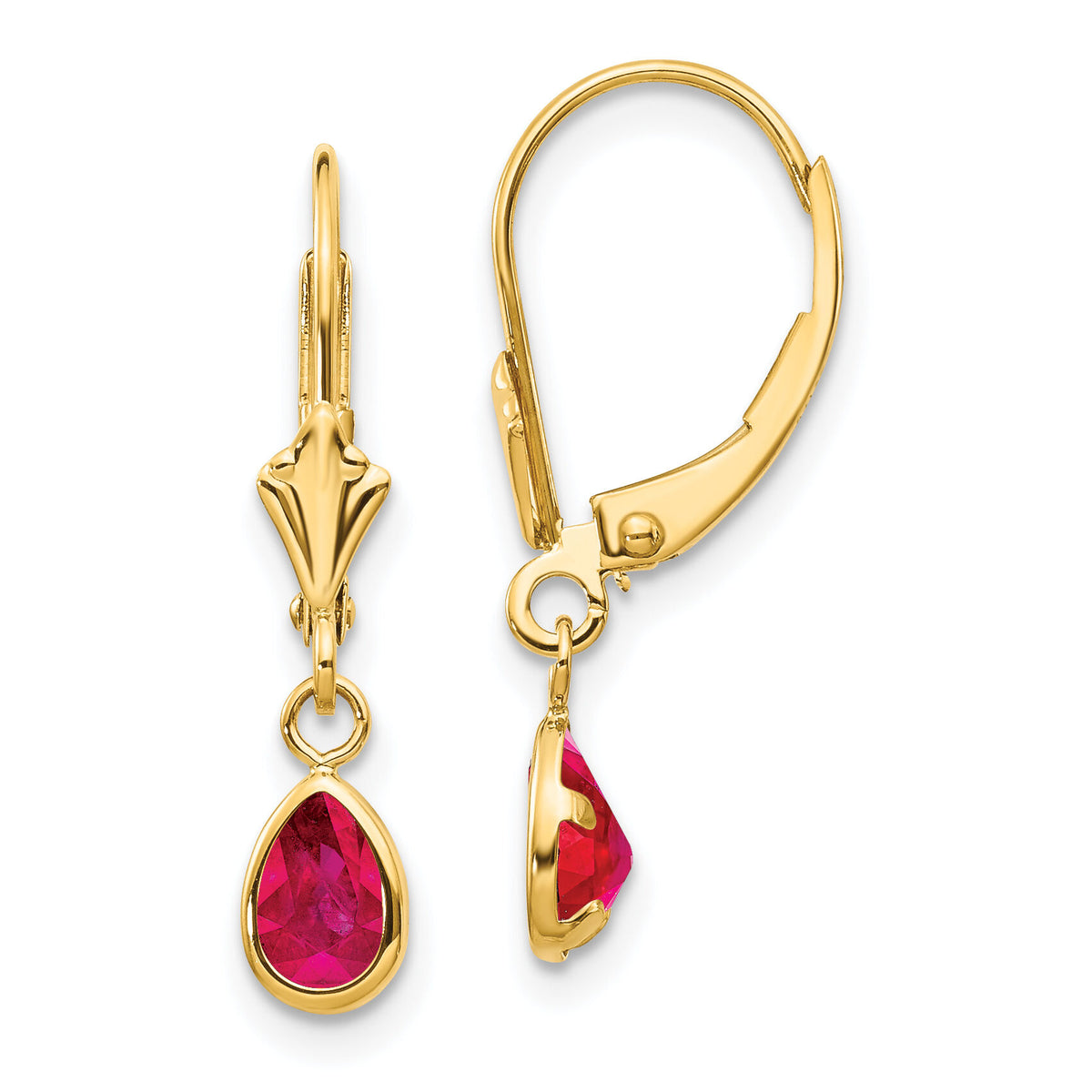 14k 6x4mm Ruby/July Leverback Earrings-XBE91