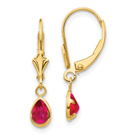 14k 6x4mm Ruby/July Leverback Earrings-XBE91