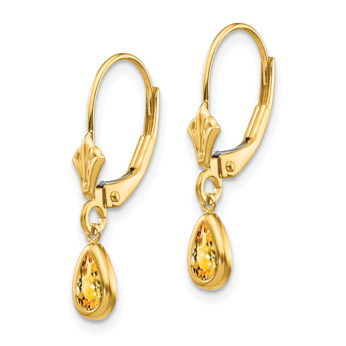 14k 6x4mm November/Citrine Earrings-XBE95