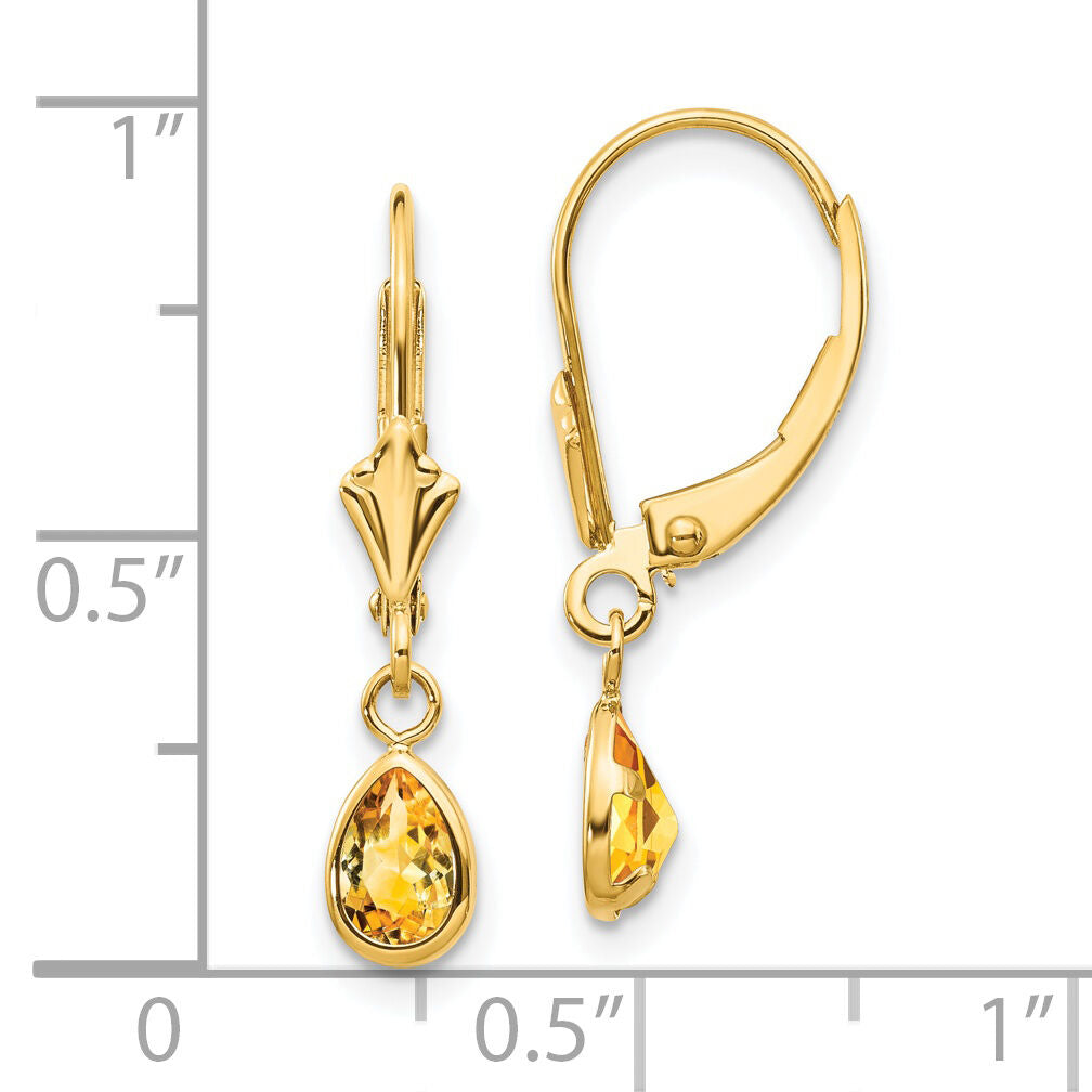 14k 6x4mm November/Citrine Earrings-XBE95