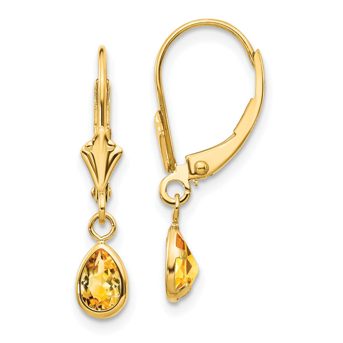 14k 6x4mm November/Citrine Earrings-XBE95