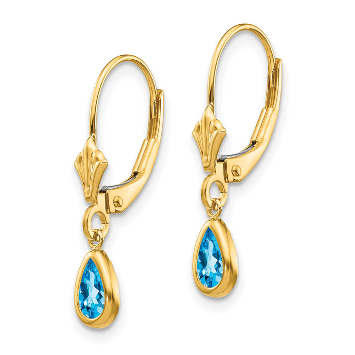 14k 6x4mm December/Blue Topaz Earrings-XBE96