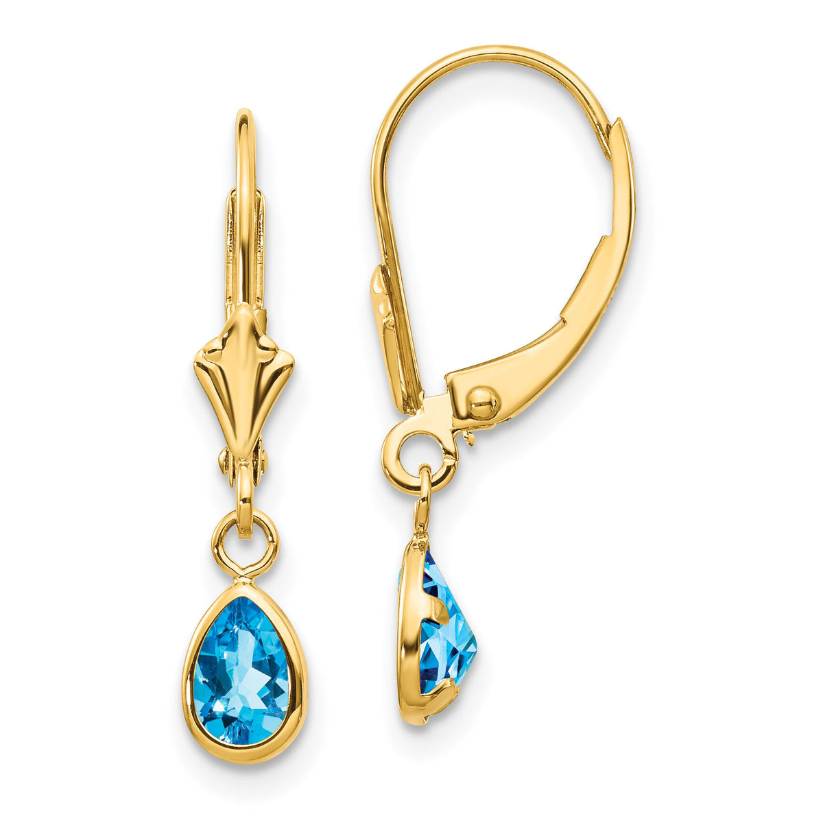 14k 6x4mm December/Blue Topaz Earrings-XBE96