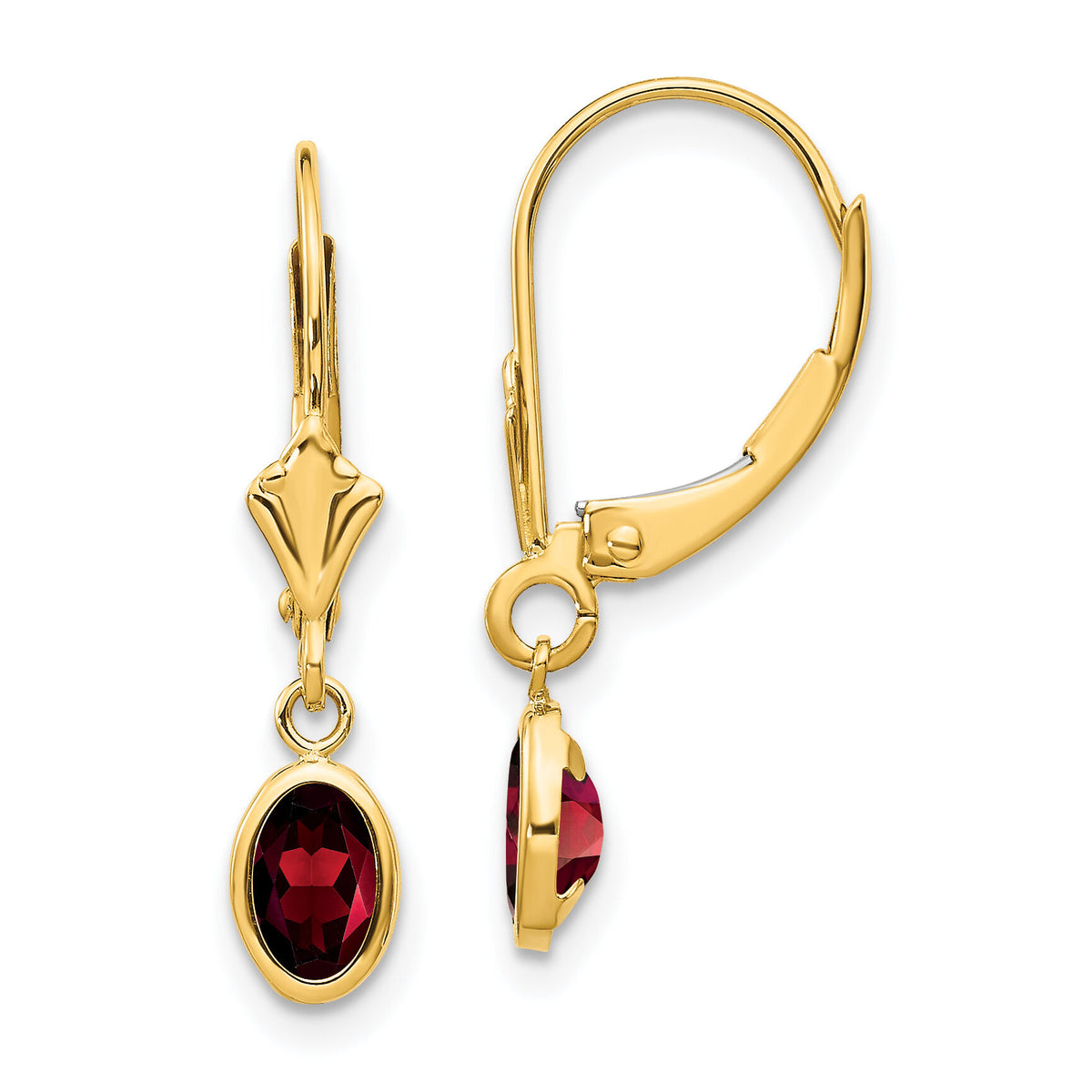 14k 6x4mm Garnet/January Earrings-XBE97