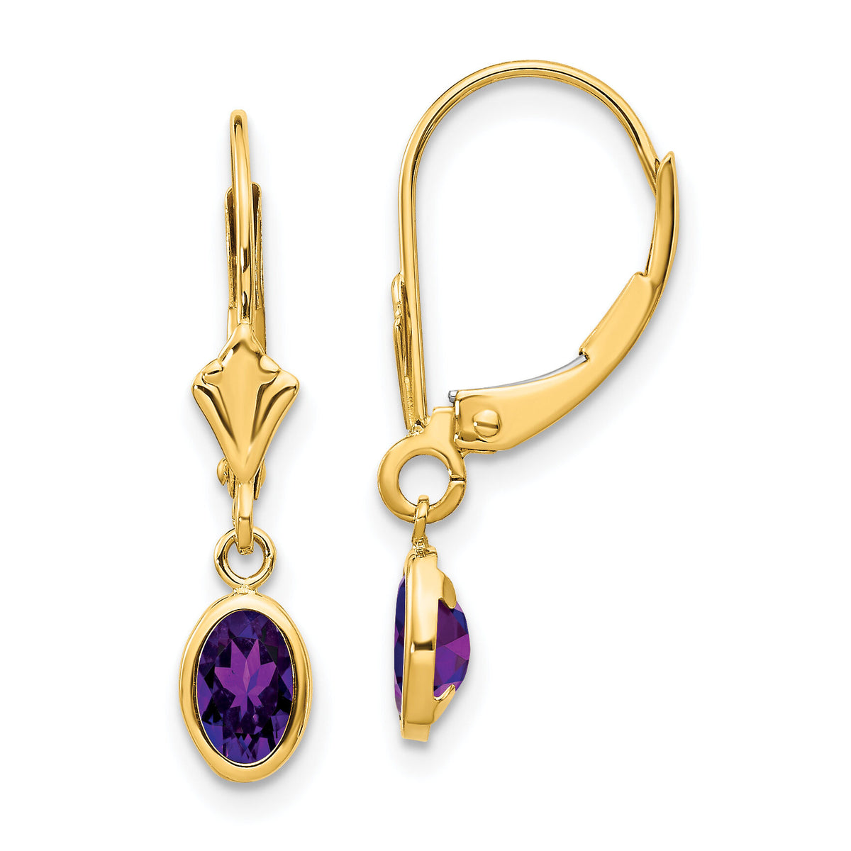 14k 6x4mm February/Amethyst Earrings-XBE98