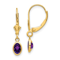14k 6x4mm February/Amethyst Earrings-XBE98